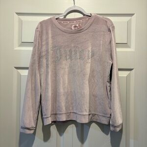 Juicy Couture loungewear long sleeve velour bedazzled bling y2k light pink sz L